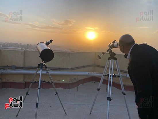 رصد اليوم السابع، لحظات استطلاع هلال شوال من مرصد حلوان