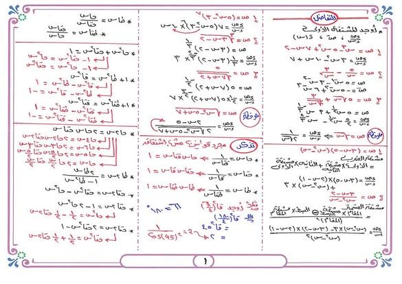 مراجعة تفاضل وتكامل للثانوية العامة 2025