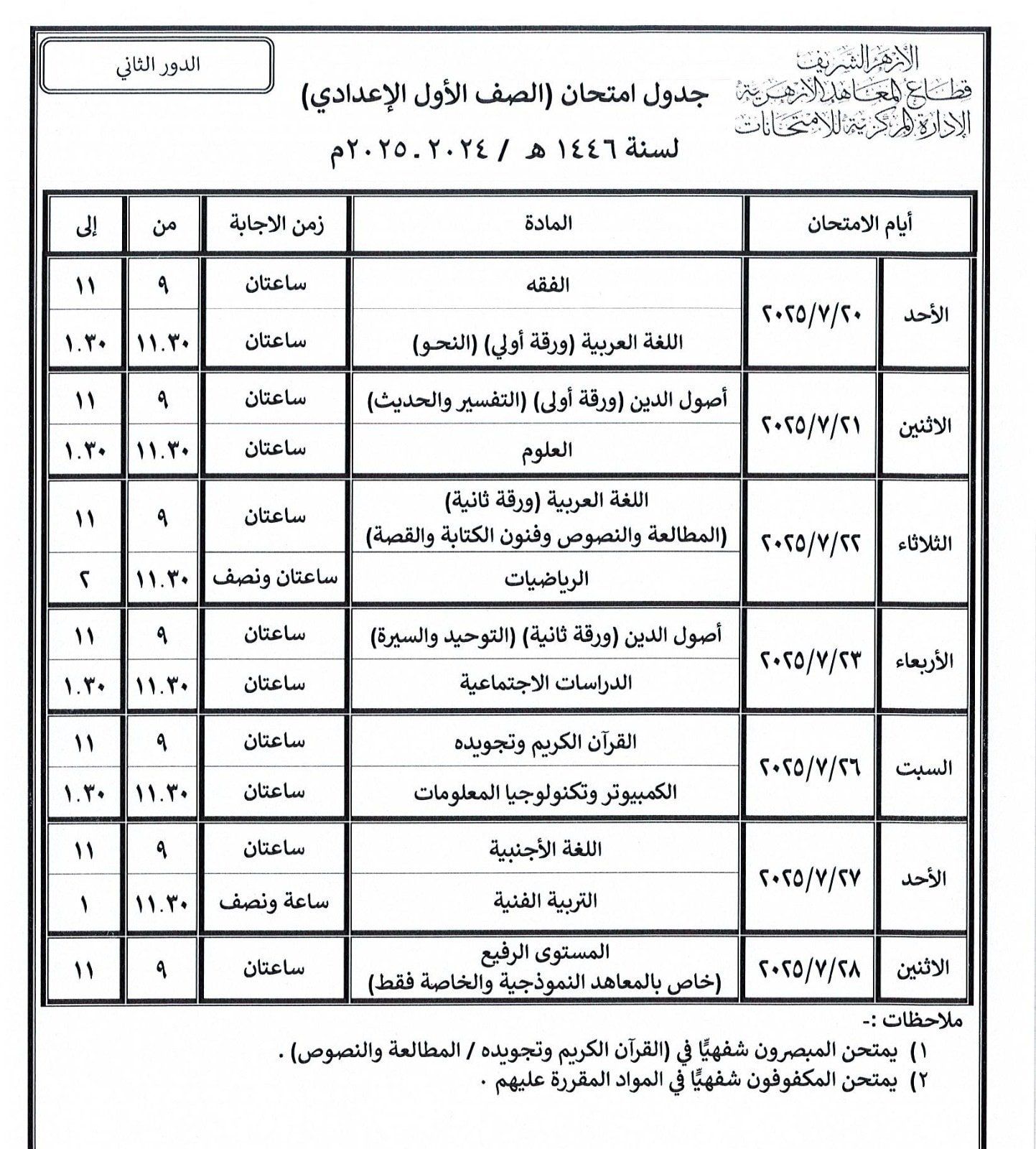 الصف الأول الاعدادى