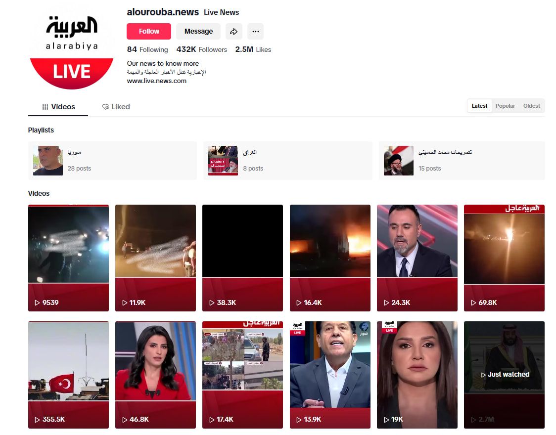 لقطة شاشة للحساب الناشر للفيديو الزائف حول ولي العهد السعودي
