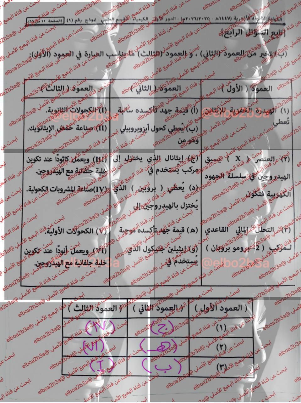 حل امتحان كيمياء 3 ثانوي ازهر 2026 قسم علمي