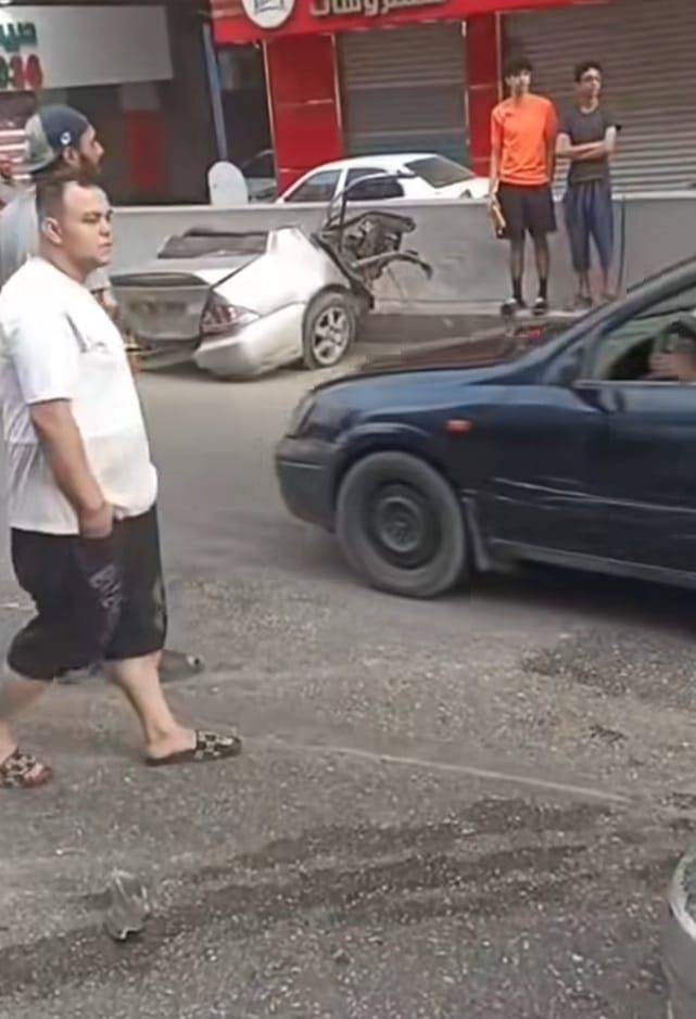انقسام سيارة ملاكي نصفين بحادث في شارع ترسا بالعمرانية (2)