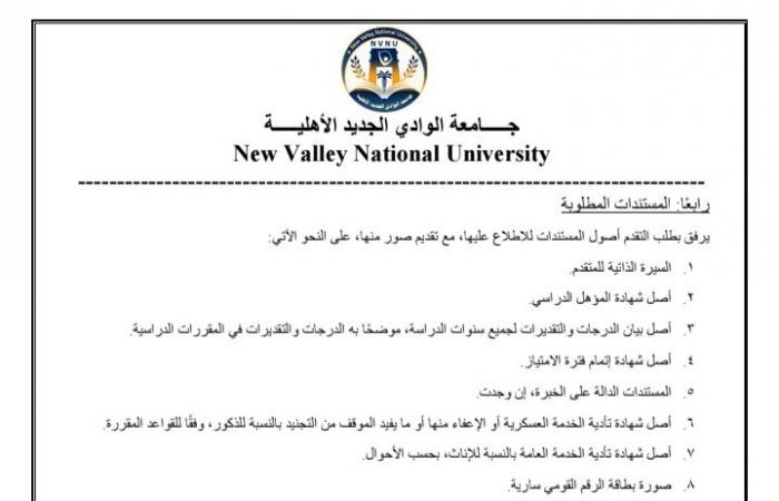 بالبلدي: وظيفة
      جامعة..
      جامعة
      الوادي
      الجديد
      الأهلية
      تعلن
      عن
      وظائف
      لأعضاء
      هيئة
      التدريس
      بعدد
      من
      كليتها