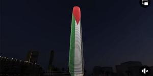 بالبلدي: إضاءة البرج الأيقوني في العاصمة الإدارية بعلمي مصر وفلسطين|فيديو belbalady.net