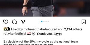بالبلدي: فيتوريا فى أول تعليق بعد رحيله عن المنتخب الوطنى: "شكرا مصر"