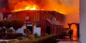 نشوب حريق هائل بقرية النورس السياحية في بورسعيد