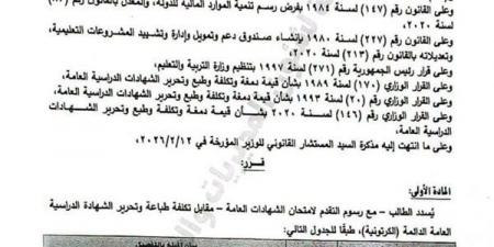 بالبلدي: وزارة
التربية
والتعليم
تُقر
آلية
جديدة
لسداد
رسوم
طباعة
الشهادات
الدراسية
الكرتونية