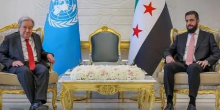أحمد
      الشرع
      يبحث
      مع
      جوتيريش
      تعزيز
      التعاون
      بين
      سوريا
      والأمم
      المتحدة
      ودعم
      إعادة
      الإعمار