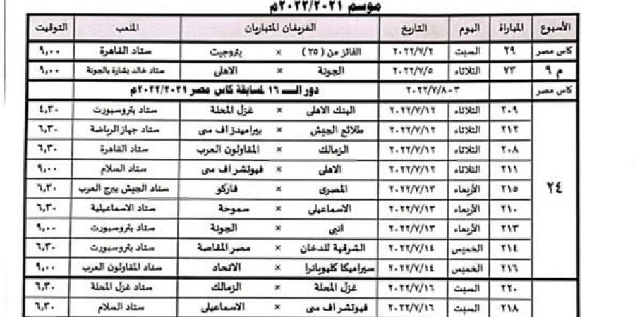 بالبلدي : رابطة
      الأندية
      تعلن
      مواعيد
      مباريات
      الدوري
      المصري
      حتى
      نهاية
      الموسم