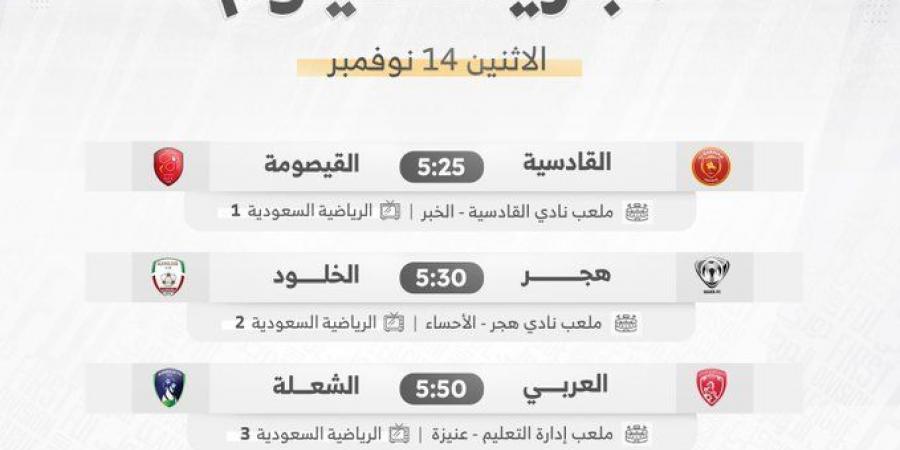 بالبلدي: جدول مواعيد مباريات دوري يلو السعودي اليوم