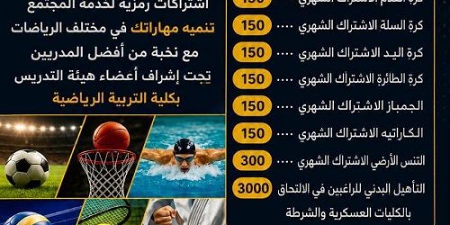 بالبلدي: جامعة
      سوهاج
      تدشن
      أكاديميات
      رياضية
      تضم
      8
      ألعاب
      متنوعة