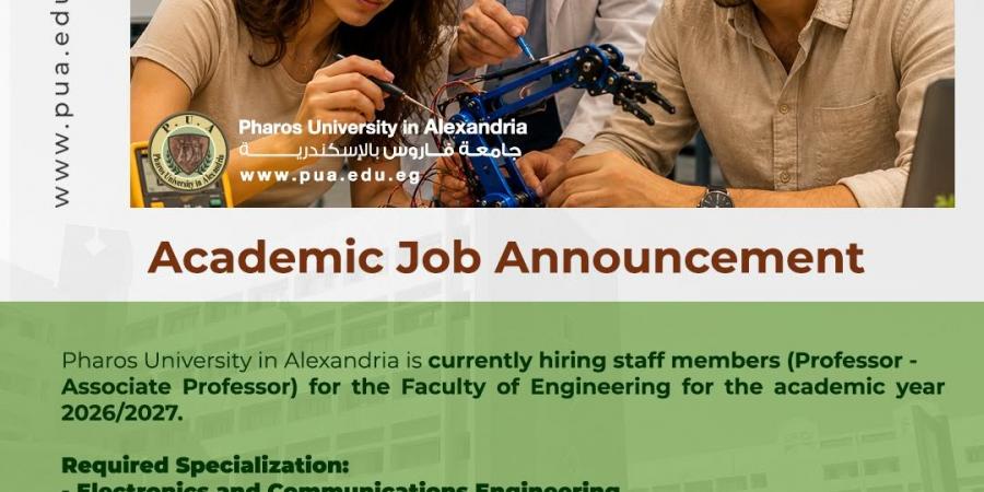 بالبلدي: جامعة
      فاروس
      تعلن
      حاجتها
      إلى
      أعضاء
      هيئة
      التدريس..
      وظيفة
      جامعة