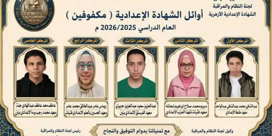 محافظ
      الغربية
      يهنئ
      أوائل
      الشهادة
      الإعدادية
      الأزهرية
