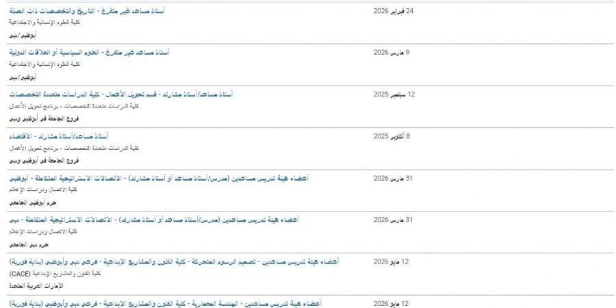 بالبلدي: وظيفة
      جامعة..
      جامعة
      زايد
      تعلن
      عن
      وظائف
      لأعضاء
      هيئة
      التدريس
      في
      10
      كليات