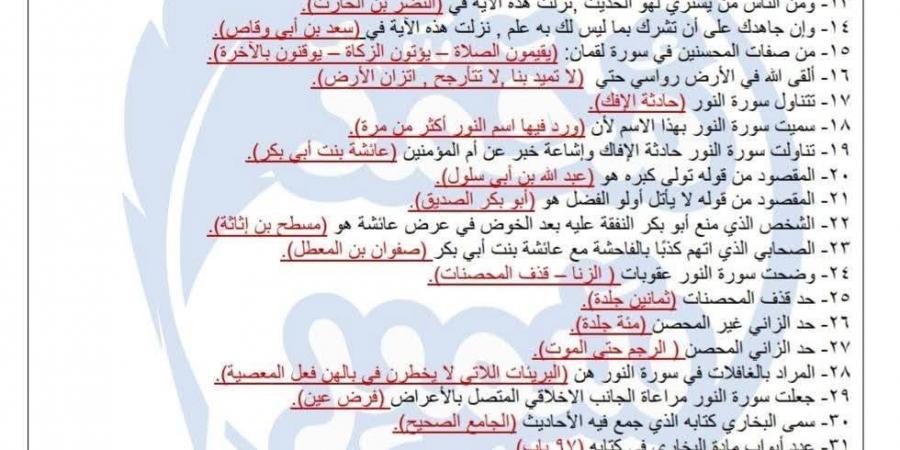 بالبلدي : 3
      ورقات
      فقط..
      مراجعة
      التربية
      الدينية
      للثانوية
      العامة
      2026
      سؤال
      وجواب