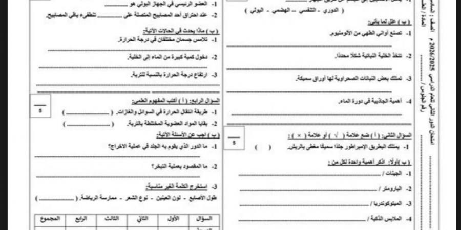 بالبلدي : نماذج
      امتحانات
      علوم
      الصف
      السادس
      الابتدائي
      دور
      ثاني
      2026
      بالإجابات